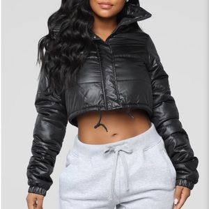 Fashion Nova Fed Up Contrast Puffer Jacket